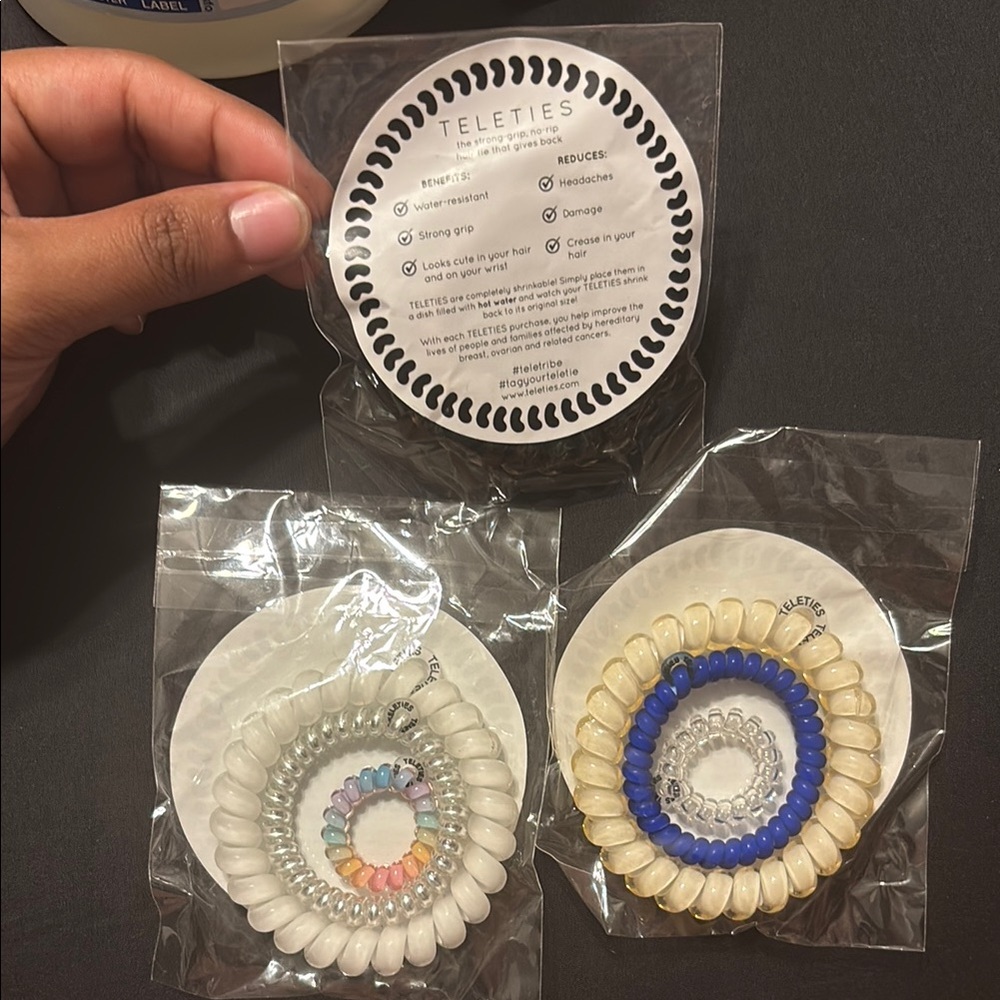 Teleties Hair Ties Set - Blue and Cream